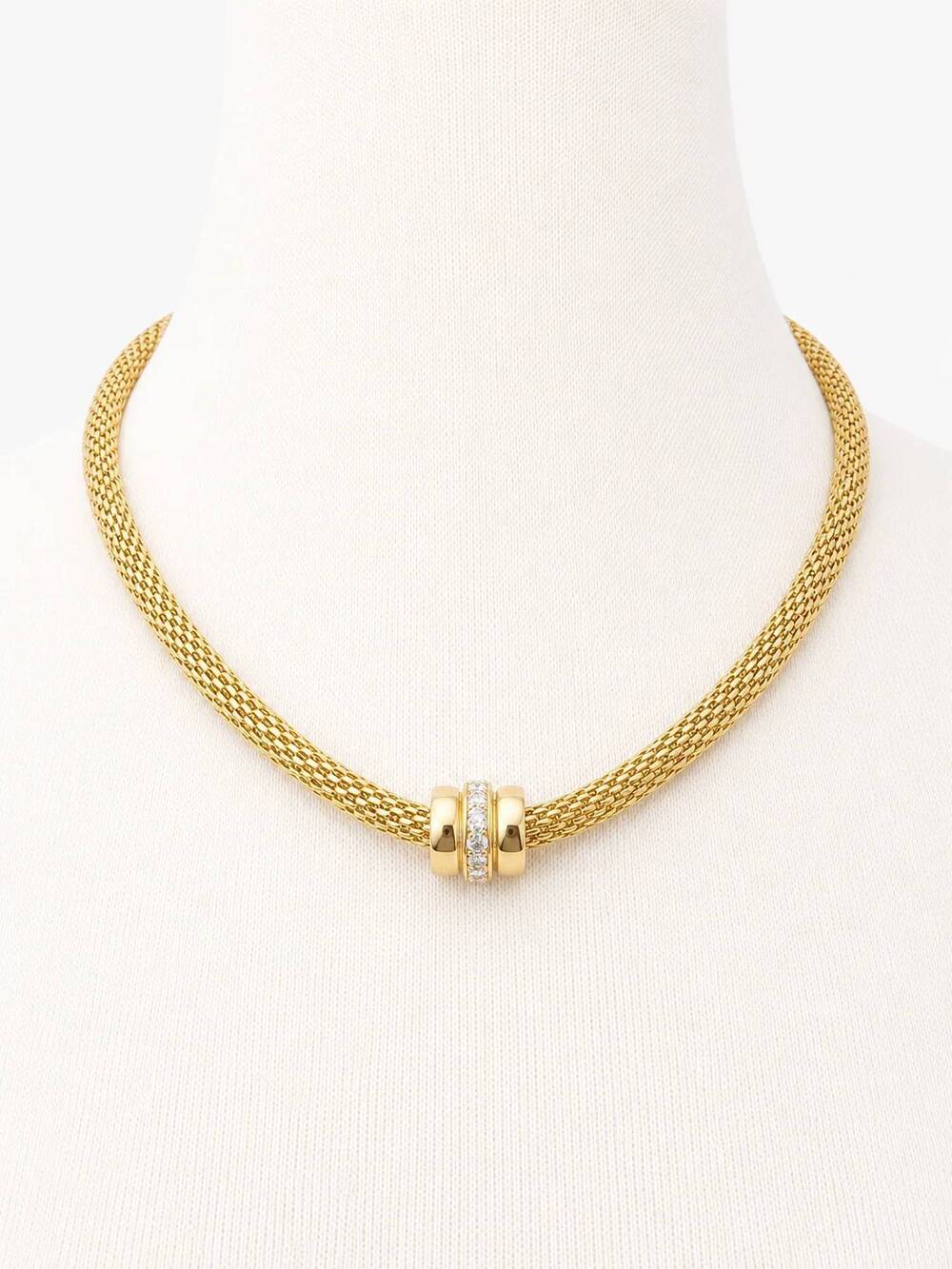 NEW NO WHINING DESIGNING women's mesh crystal collar necklace in gold